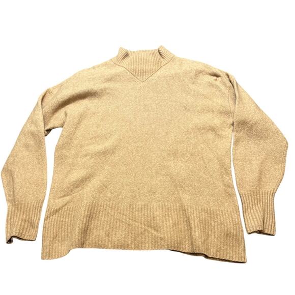 Everlane Wool/Yak Hair blend knit Sweater Tan‎ Mock Neck Size Medium Womens - Picture 1 of 10